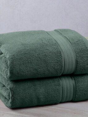 NEW  Cotton Bath towels   light Green 2 Count